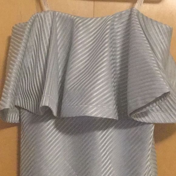 Halston Strapless Founce Dress Dew Cocktail - Picture 3 of 14